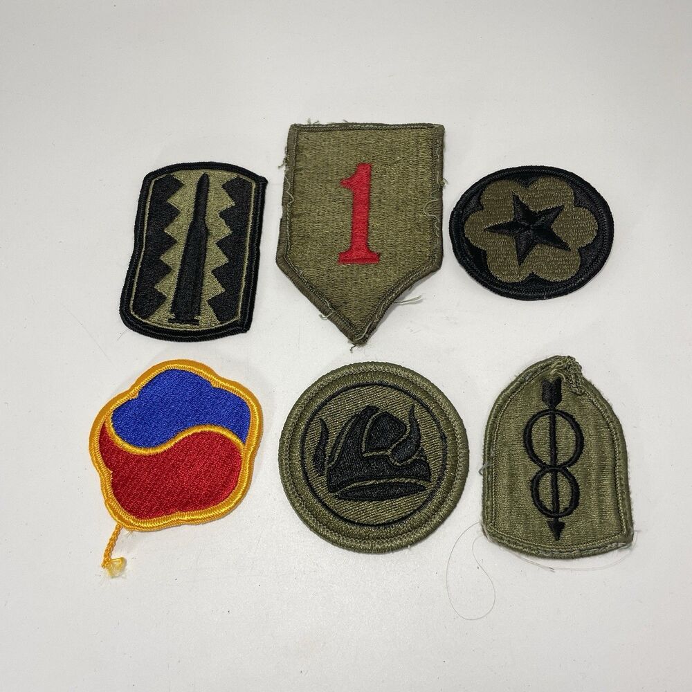 Vintage US Army Military Patch Lot 6 Subdued Insignia & Korean War Era Style
